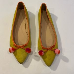 Gemma Suede Flats with Pom poms